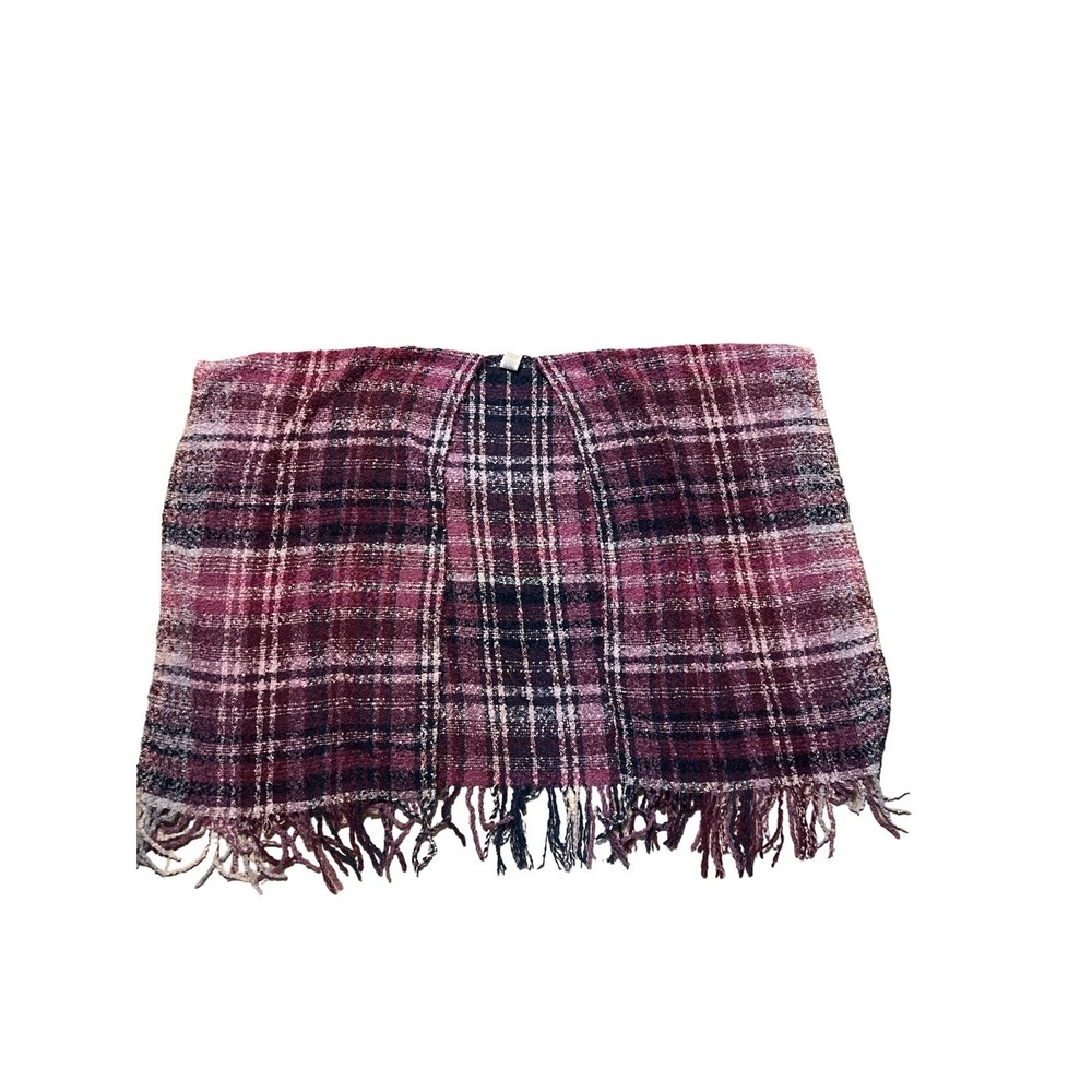Woolrich Women's Multicolor‎ Plaid Fringe Open Front Blanket Wrap One Size